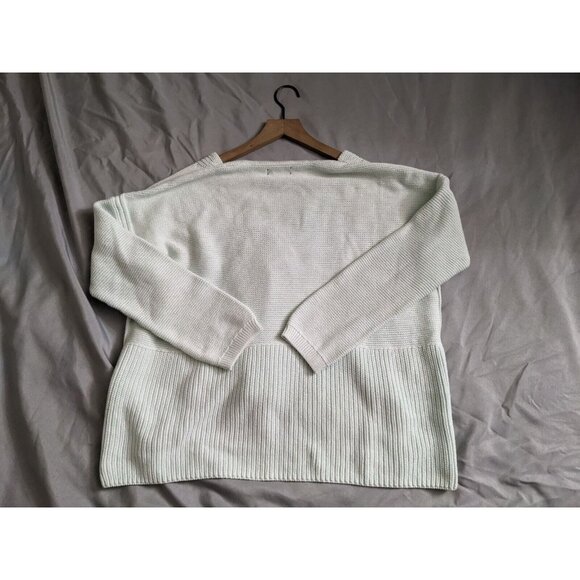 Lord & Taylor Sweater Green Ribbed Neck 100% Cotton Womens Size L - Picture 2 of 7